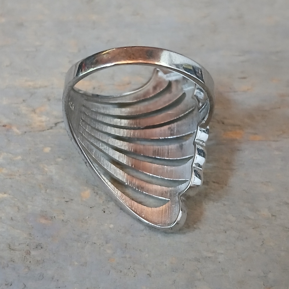 Sterling Silver Feather Wing Fan Ring Statement Ring Size 11 - Picture 8 of 16